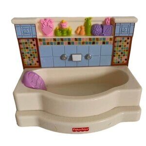 Fisher Price Loving Family Bathroom Tub Dollhouse Furniture 2008 Detailed Decor